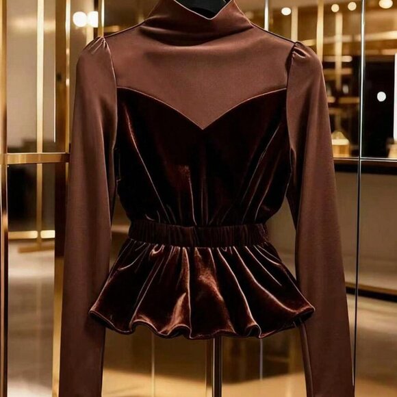 Brown Elegant Women's A-Line T-Shirt